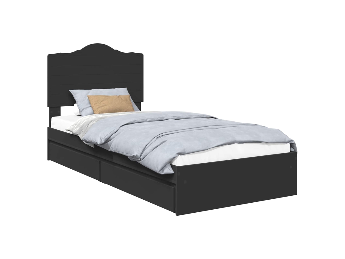 Cama com Armazenamento Preto 90x190 cm Madeira Processada MAISON EXCLUSIVE