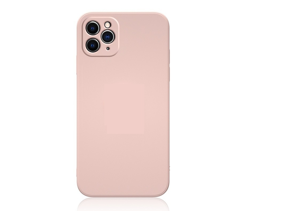 Capa Para Iphone 17 Pro Em Silicone Líquido Rosa, Formato De Cubo Com Bordas Retas E Proteção Total.
