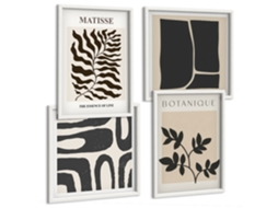 Composição De Quadros Gráficos Estilosos Natureza Abstração Espelharte (4 Peças)
