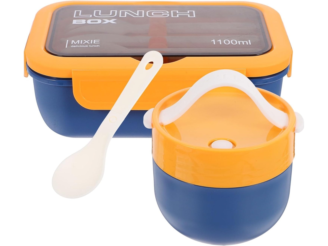 Lancheira Bento Para Adultos De 1100ml Com Tampa Hermética, Design Leve E Compartimentos Para Armazenamento De Alimentos
