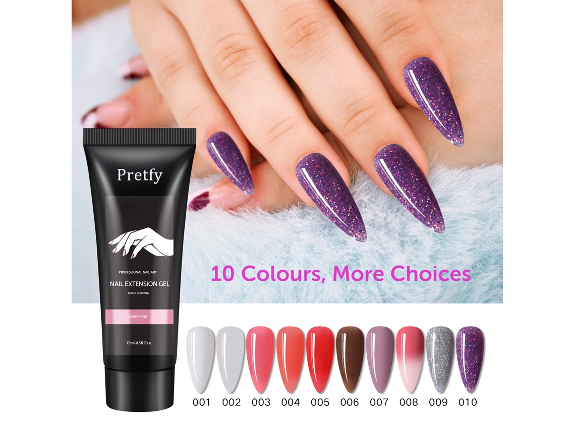 Kit De Gel De Unhas Com 10 Cores, Cola Para Extensão, Base E Top Coat, 100 Pontes, Glitter, Diamantes E Ferramentas Para Iniciantes