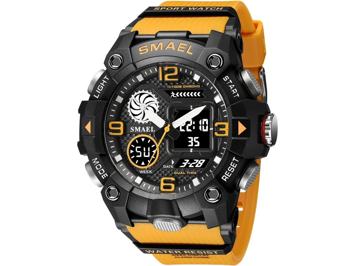 Lurelia Relógio Digital Desportivo, Visor Digital, Led, Cronómetro, Alarme, Data/calendário, 12/24h, Luminoso, Duplo Fuso/mostrador, Preto E Azul