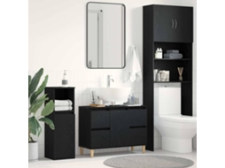Vidaxl Armário Para Pia De Banheiro Carvalho Preto 80 X 33 X 60 Cm