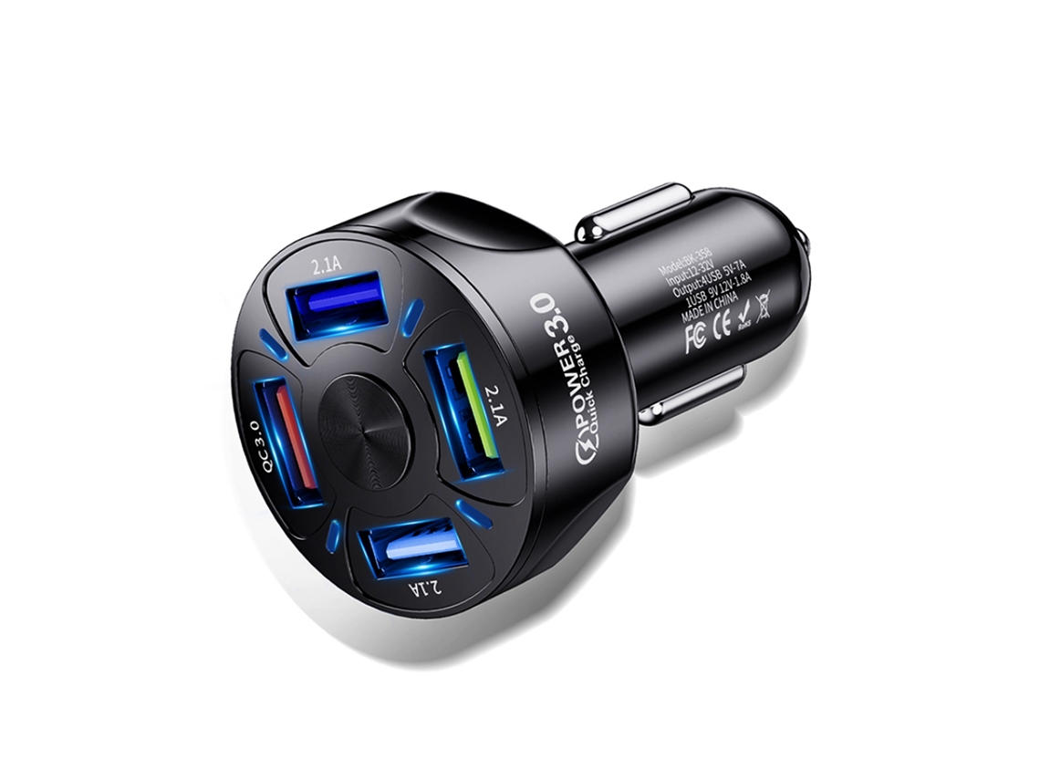 Carregador de Carro EOOCOO (4 Portas Usb Carregamento Rápido Qc3.0)