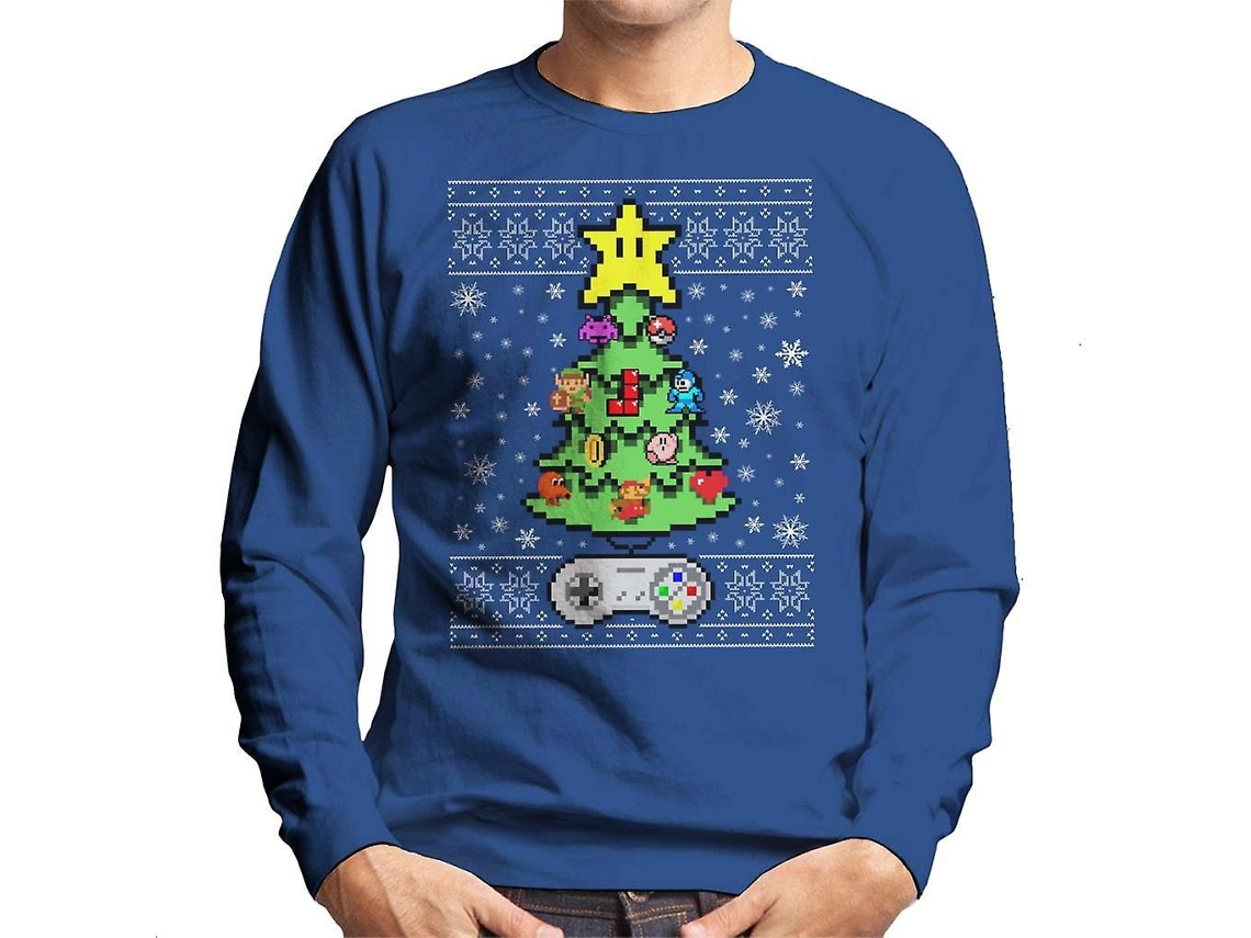 Camisola Retro Jogos Console Árvore de Natal Masculino GOKOCO