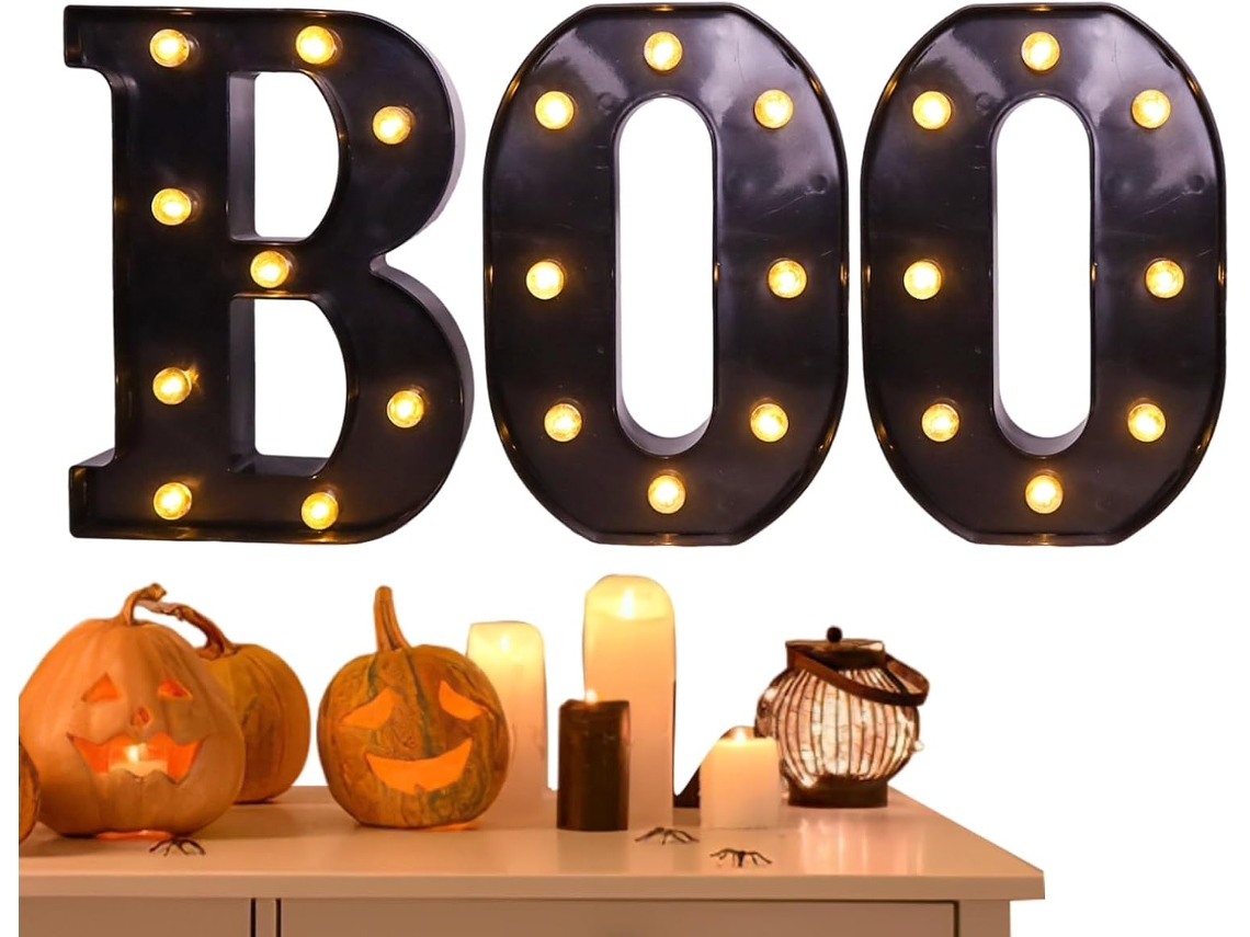 Decoração De Halloween Para Casa | Letras Boo Iluminadas Centro De Mesa Decorativo De Halloween Gokoco