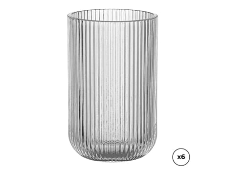 Conjunto De Copos Ovenza Cristal Com Relevo Às Riscas 430 Ml 6 Unidades