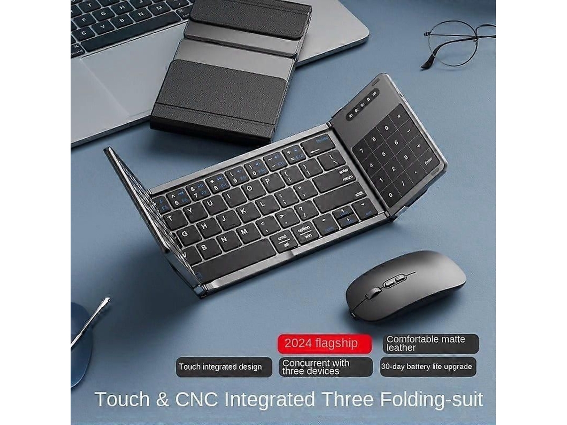 Conjunto de Teclado Dobrável Sem Fio Portátil com Touchpad Bluetooth para Celular, Tablet e Notebook. TAISHENGDA