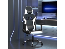Vidaxl Cadeira Gaming Massagens Couro Artificial Preto E Branco