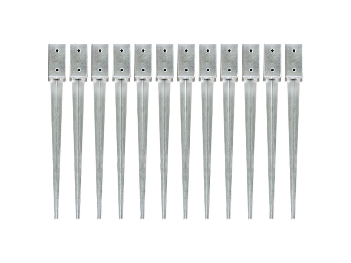 Vidaxl Estacas De Enterrar 12 Pcs 7x7x75 Cm Aço Galvanizado Prateado