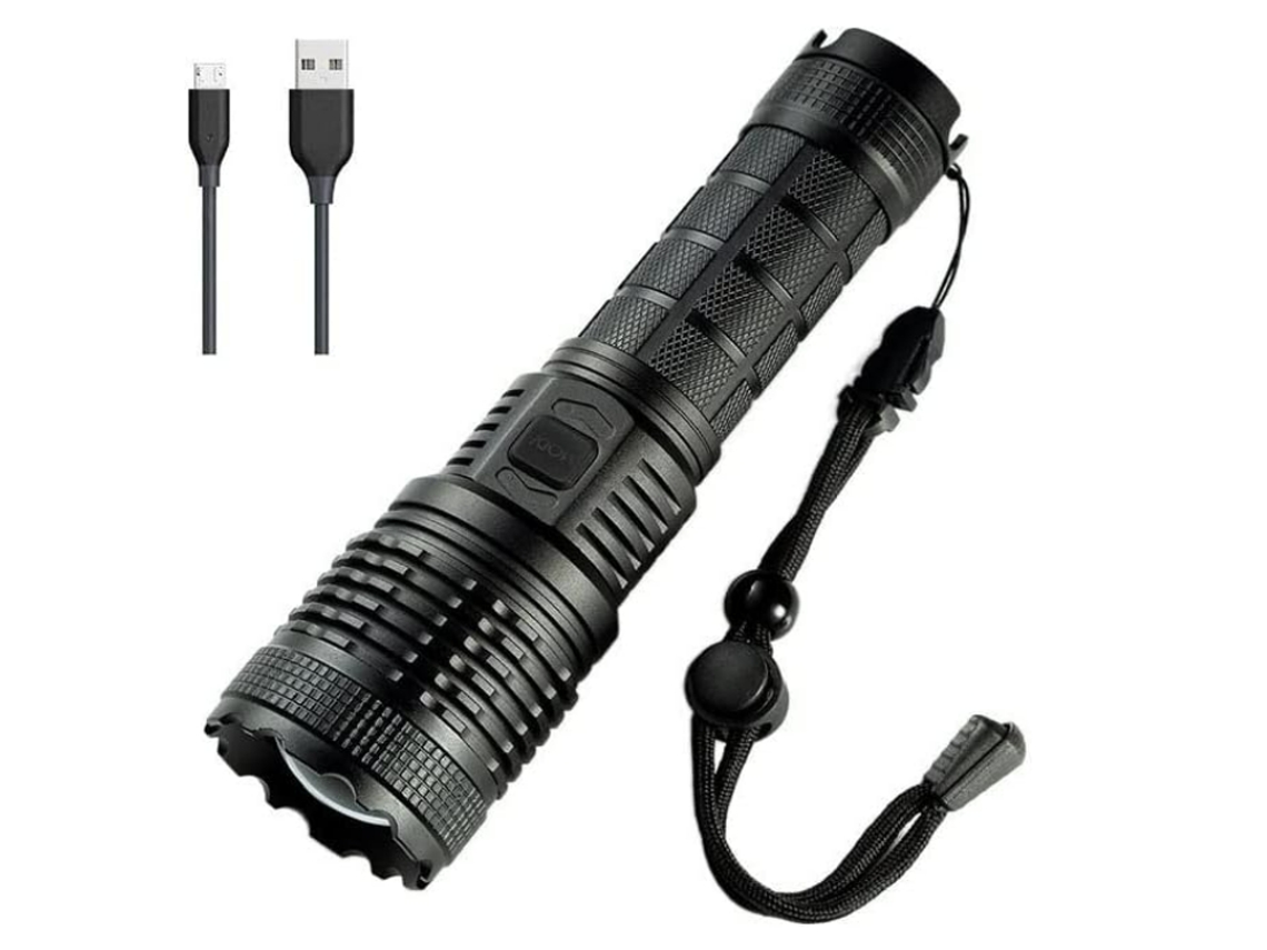 Lanternas, Lanterna Portátil Tática De 1500 Lúmens, Lanterna Led Super Brilhante E Poderosa Com 5 Modos, Com Zoom, Para Todos Os Dias (preto