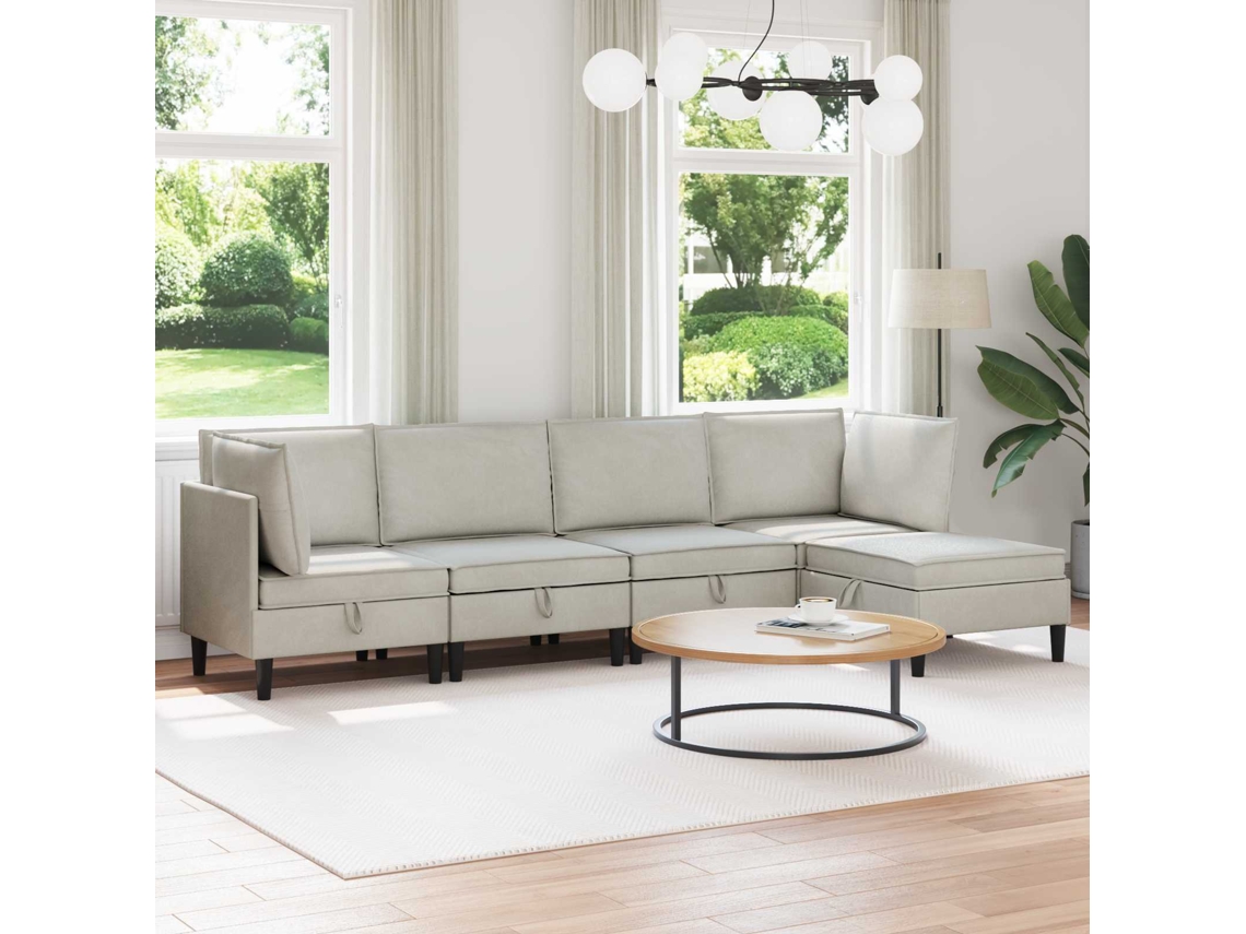 Vidaxl Conjunto De Móveis Para Sala De Estar 5 Unid. Creme Veludo