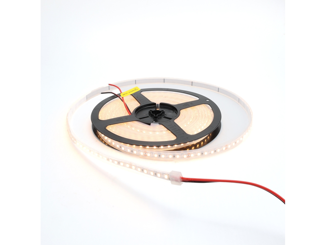 Fita Led 24v Dc 10w/m Monocor 2700k Luz Quente Smd2835 120 Chips/m, Ip65, 110lm/w, Corte A Cada 5cm, 5 Metros, Largura 8mm Alpinaluz