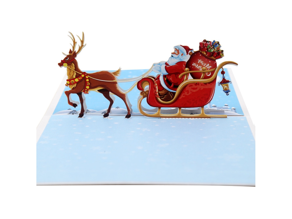 Cartão De Felicitações Estéreo De Natal Em 3d Com Rena, Presente Criativo De Ano Novo Aquaforge
