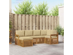 Vidaxl Conjunto De Sofás Para Exterior 6 Unid. Natural E Bege