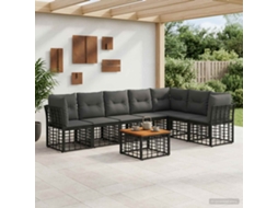 Vidaxl Conjunto De Sofás Para Exterior 8 Pcs Preto E Cinza Escuro
