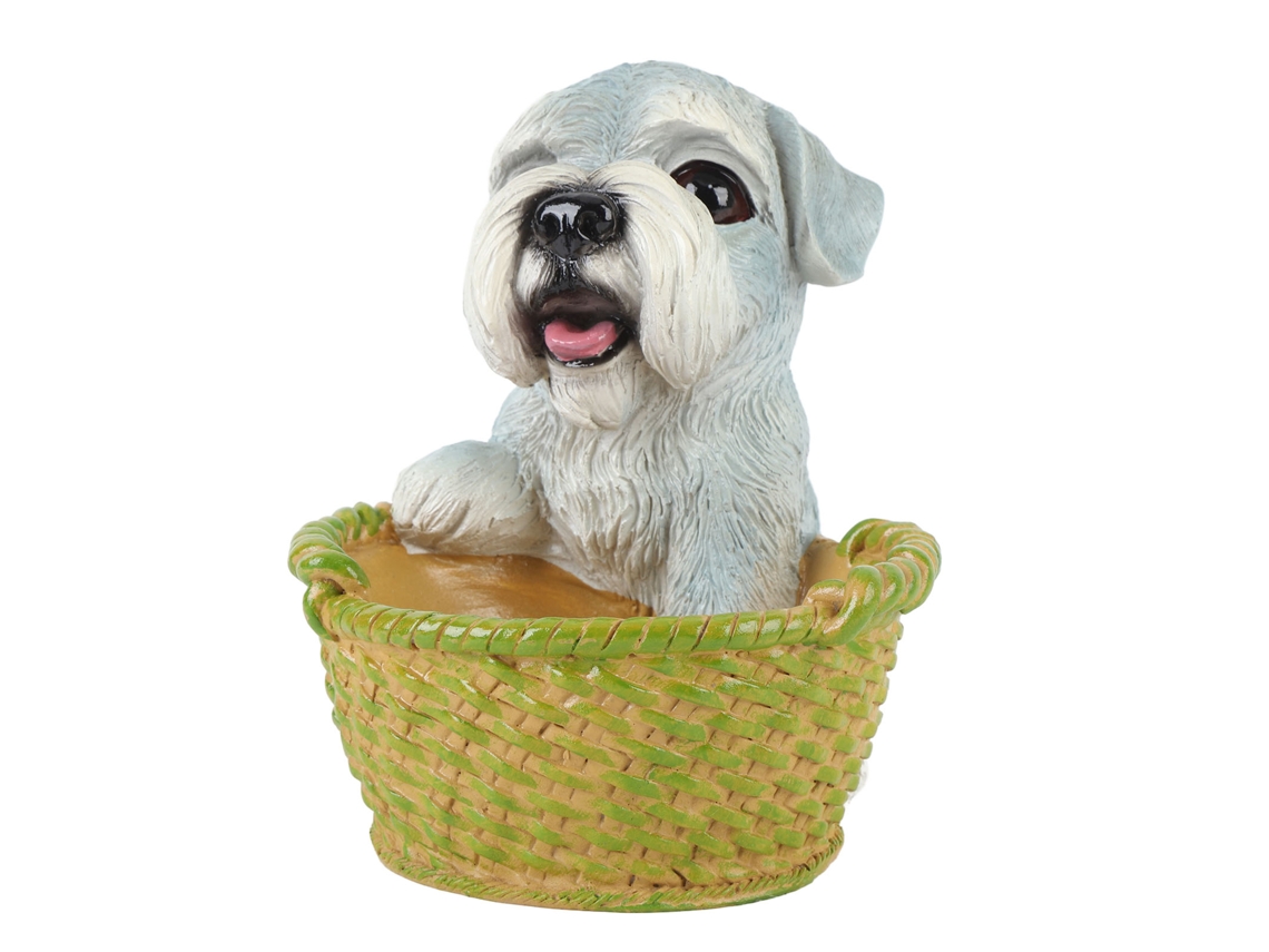 Ornamento Cão Cute Filhote Estátua Cesto para Chaves