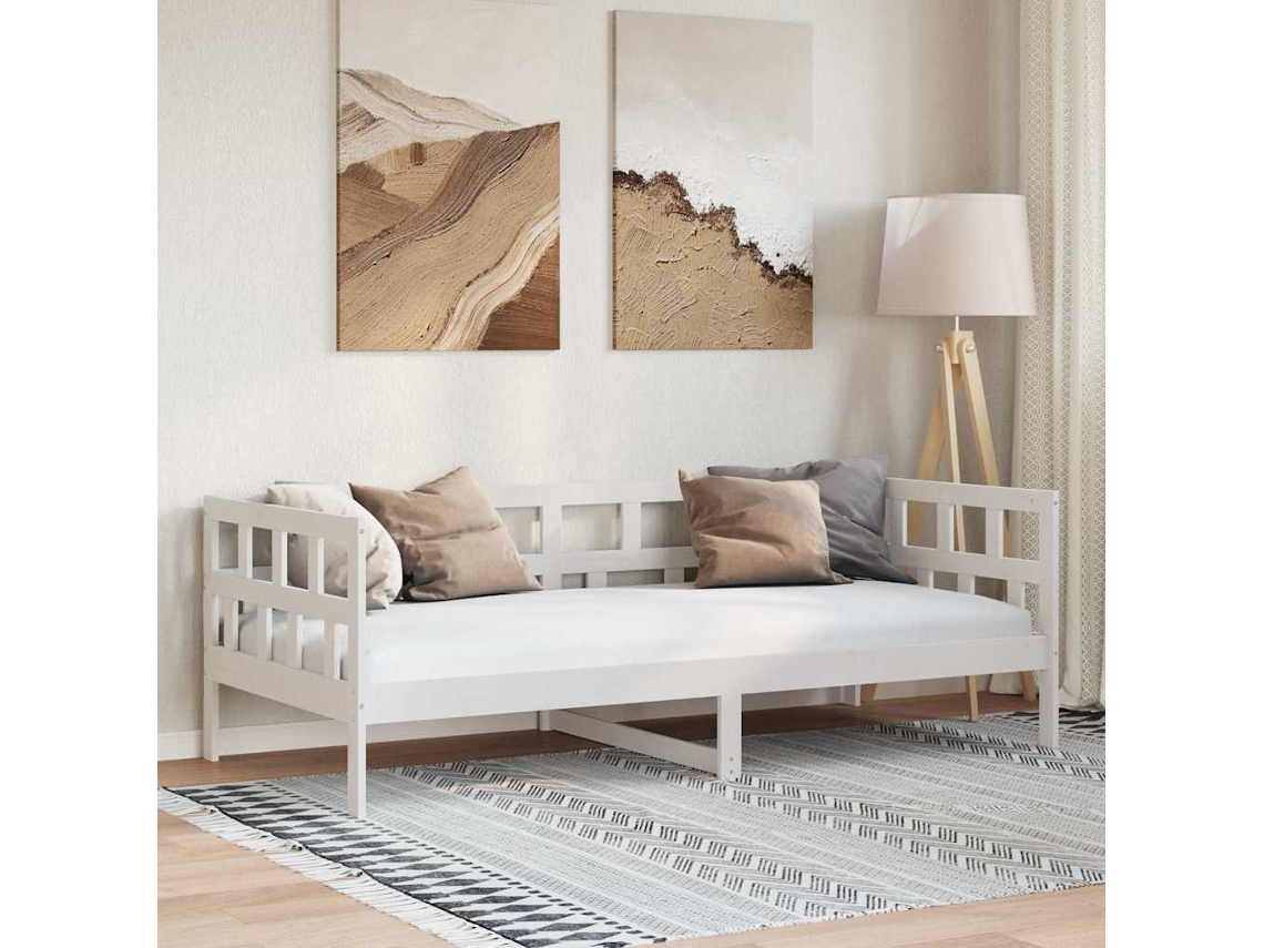 Vidaxl Sofá-cama 80x200 Cm Madeira De Pinho Maciça Branco