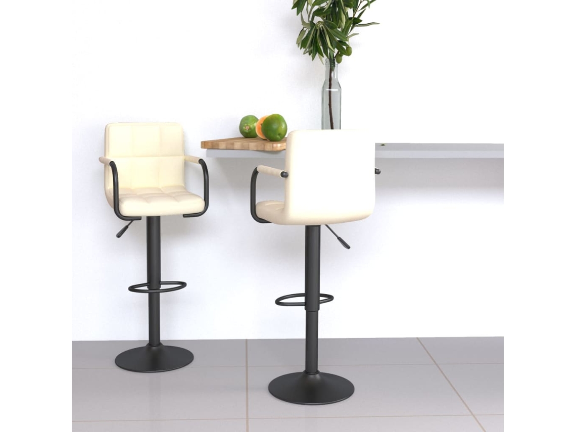 Vidaxl Bancos De Bar 2 Pcs Tecido Cor Creme