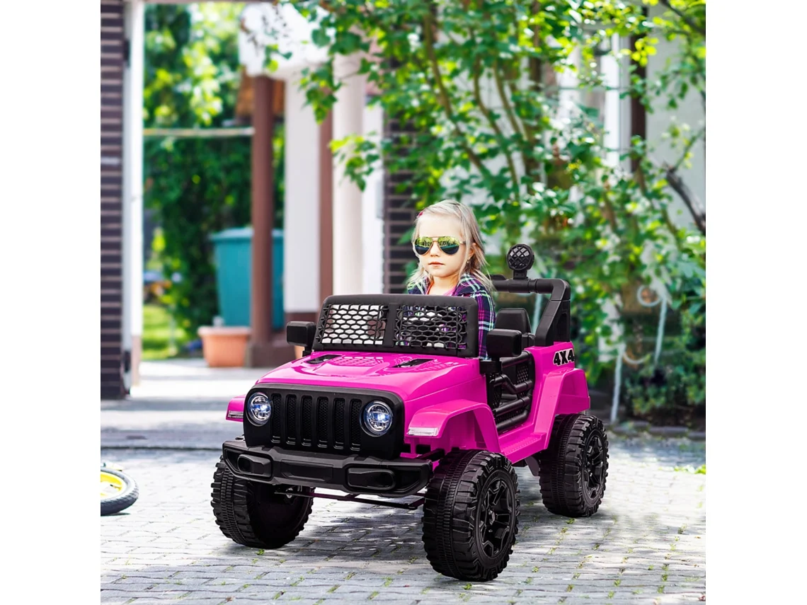 Carro Elétrico Para Crianças De +3 Anos Veículo Todo-o-terreno De Bateria 12v Com Controlo Remoto 100x65x72 Cm Rosa