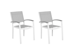 Moderno Conjunto De Sillas De Jardín En Aluminio Beliani Pereta De Aluminio Gris 46x50x86