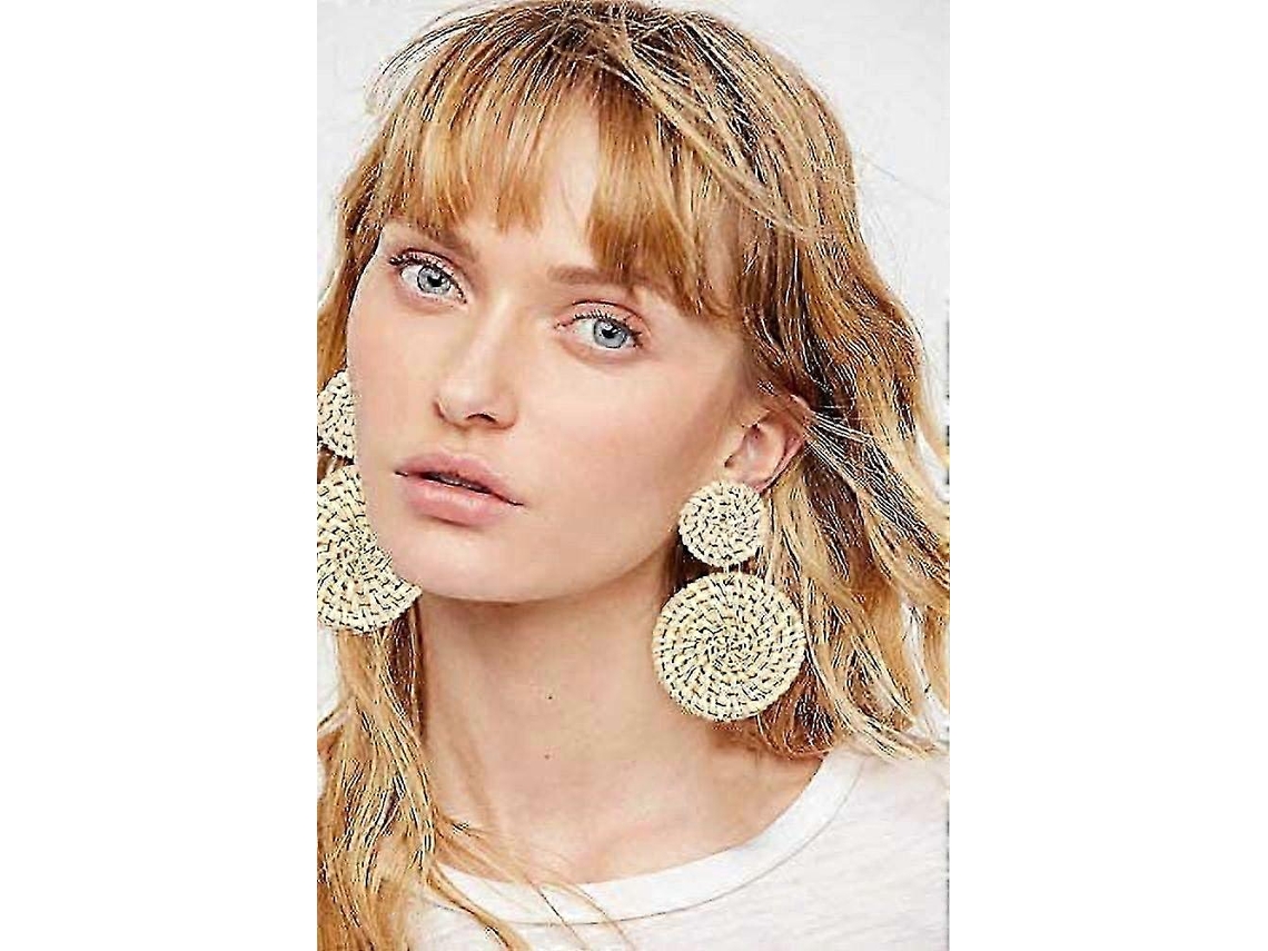 Brincos Pingentes De Discos Duplos, Estilo Boho, De Vime