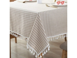 Toalha De Mesa Listrada De Algodão E Linho, Toalha De Mesa Retangular Com Borlas, Toalha De Mesa À Prova De Poeira, Decoração De Mesa De Cozinha (140