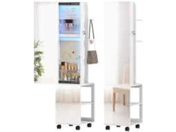 Espelho com luzes LED para joias com rotação de 360° e fecho com chave 37x40x165.5cm Branco BTFORUS