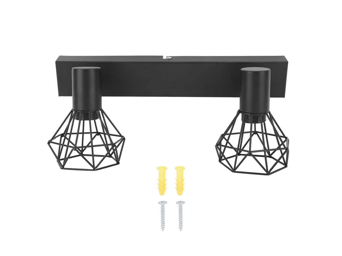 Rebe-foco De Riel Techo Con 2 Soportes E14 Ajustable, Kit De Luz Vintage Industrial, Instalación Hardwired 85-265v Negro