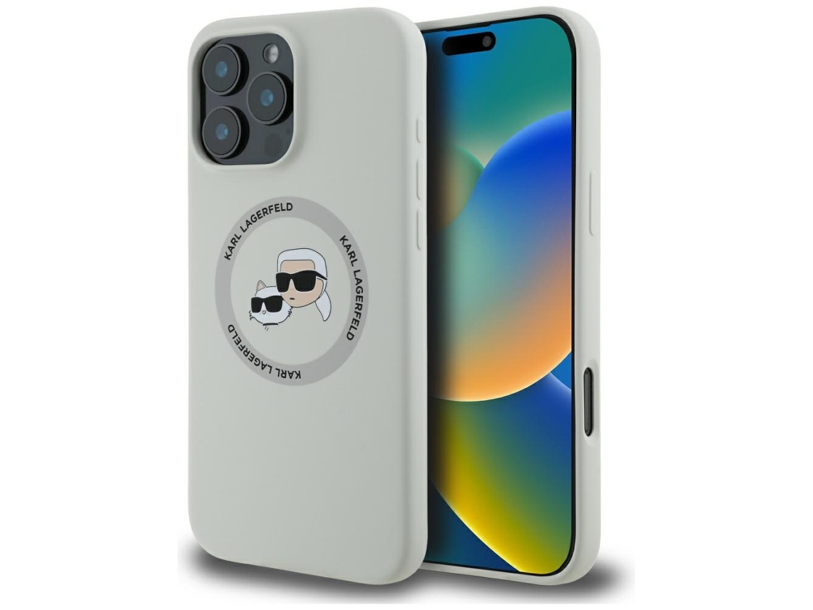 Capa De Silicone Dupla Cabeça E Círculo Karl Lagerfeld Para Iphone 16 Pro