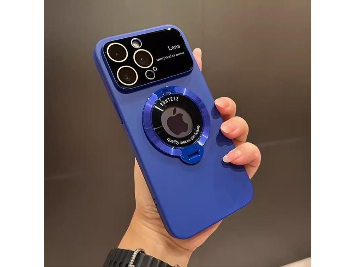 Suporte Casa Magsafe Marinho Para Iphone 15 Pro Pele Sintética Azul