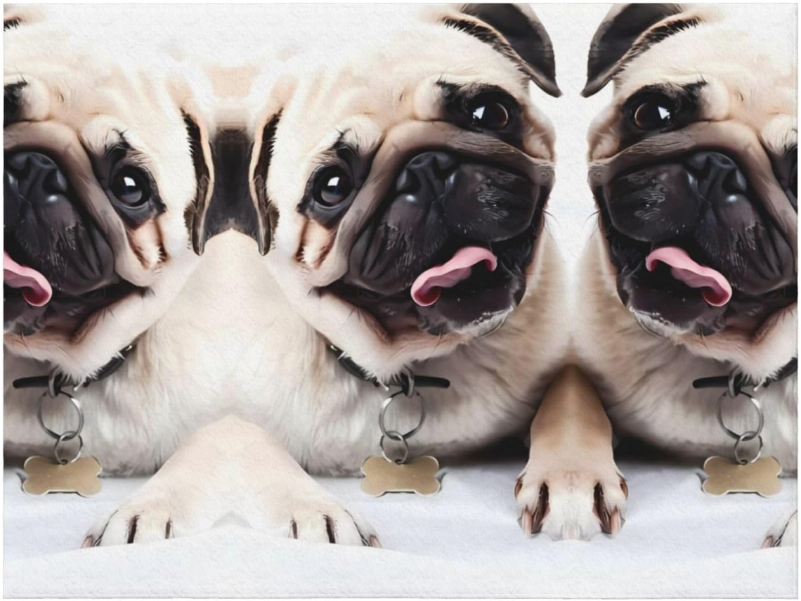 Colcha de Flanela com Estampa Pug Macia e Aconchegante Ideal para Sofá Quarto 127 X 101 6 Cm, Macio, Quente,