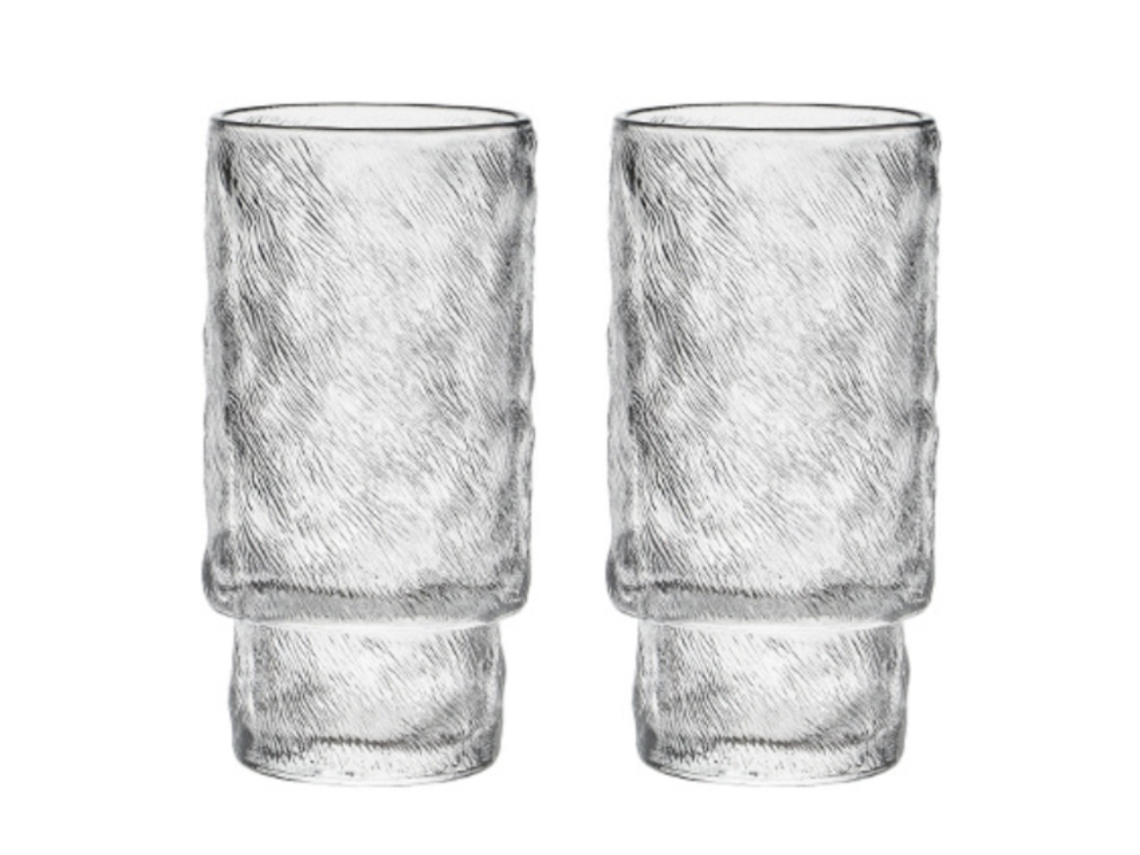 Conjunto de 2 Copos de Vidro com Relevo Retrô Dobráveis para Café RNEMITERY