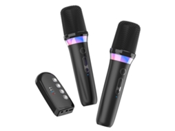 (dois Conjuntos Pretos) Microfone De Karaokê Sem Fio, Amplificador Bluetooth, Luzes Rgb, Interface Aux De 3,5 Mm