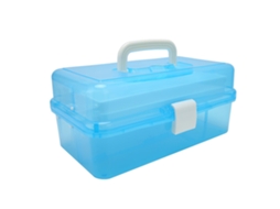 Caixa De Armazenamento De Cosméticos Multiuso, Portátil, Transparente E Dobrável De 3 Camadas Olysi Shop (azul)