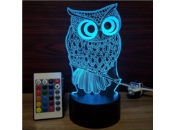 Luz Noturna Infantil, Faixa de Luz Visual 3d com Controle Remoto, 16 Mudanças de Cor, Coruja SIURN