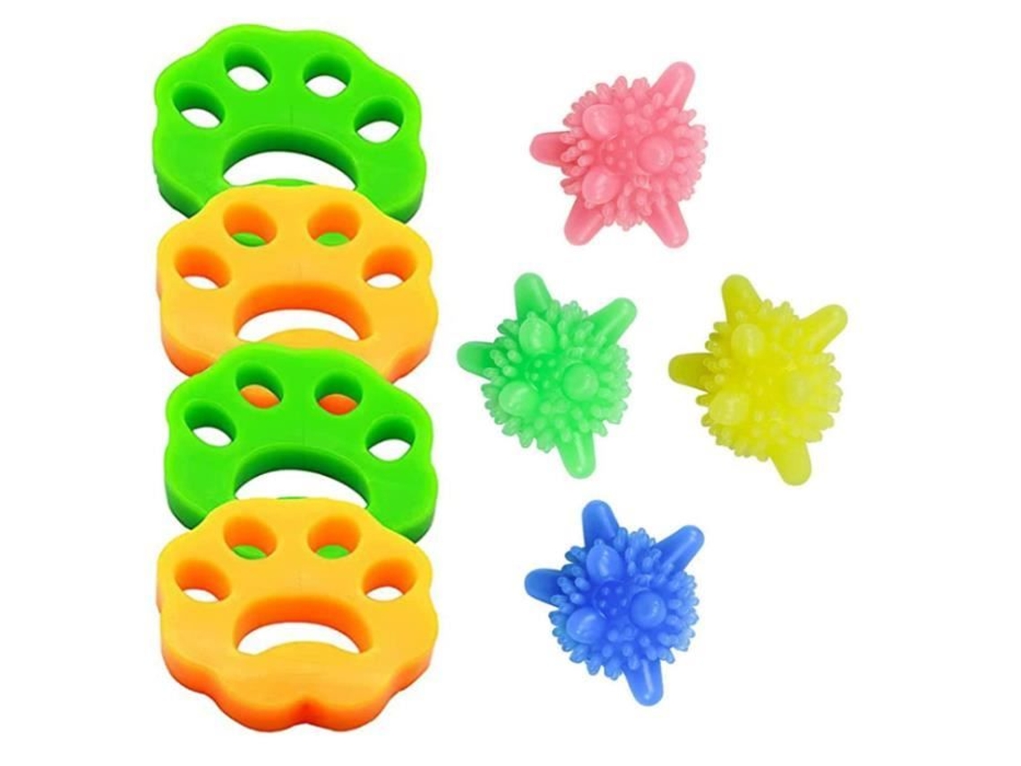 Removedor de pêlos de roupas para máquina de lavar, ferramenta de limpeza de pêlos de animais de estimação de 8 peças, anti bola de cabelo reutilizáve