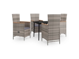 Maison Exclusive - 5 Pcs Conjunto De Jantar Para Jardim Com Almofadões Cinzento