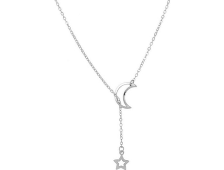 Colar Prata Lua E Estrela Pingente Em Camadas Acessórios Elegantes Meninas Shlk