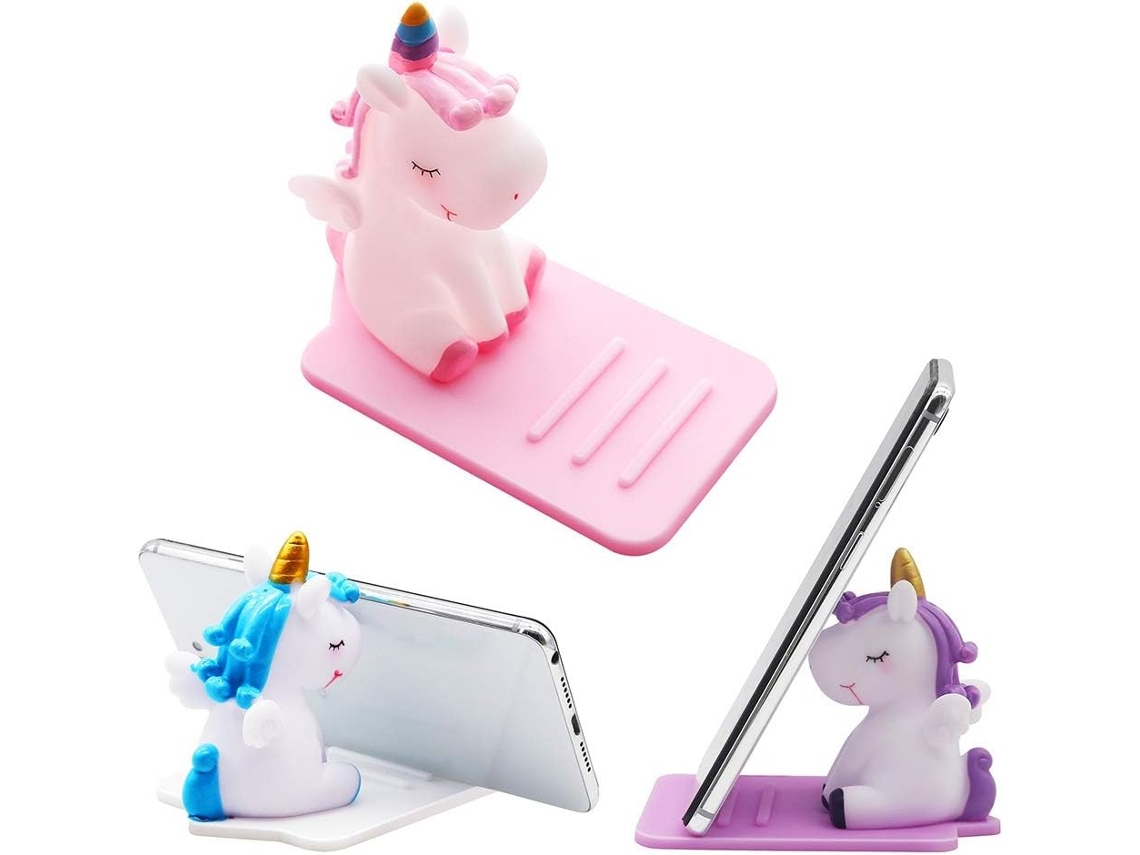 Conjunto De 3 Suportes De Mesa Ajustáveis ​​para Celular Com Unicórnios Fofos, Compatíveis Com