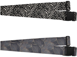 Conjunto De 2 Cintas Bagagem Pretas, Resistentes E Ajustáveis, Com Estampa De Zebra, Acessórios Essenciais De