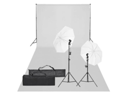 Vidaxl Kit De Estúdio Fotográfico Com Conjunto De Iluminação E Fundo