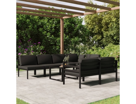 Conjunto de Relax com 8 Peças com Almofadas (64,5 x 70 x 64,5 - Alumínio - Cinzento)
