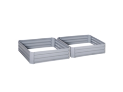 Conjunto de 2 Canteiros Elevados, Dimensões 100 Cm X 100 Cm (largura) X 30 Cm (altura) Chapa de Aço Ondulada Cinza. CHEZMOI (comprimento)