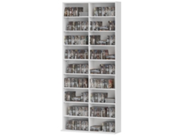 Prateleira Para Cds Com 14 Prateleiras Ajustáveis, Capacidade 640 Cds/360 Dvds Branca, 78,5x24x175 Centímetros