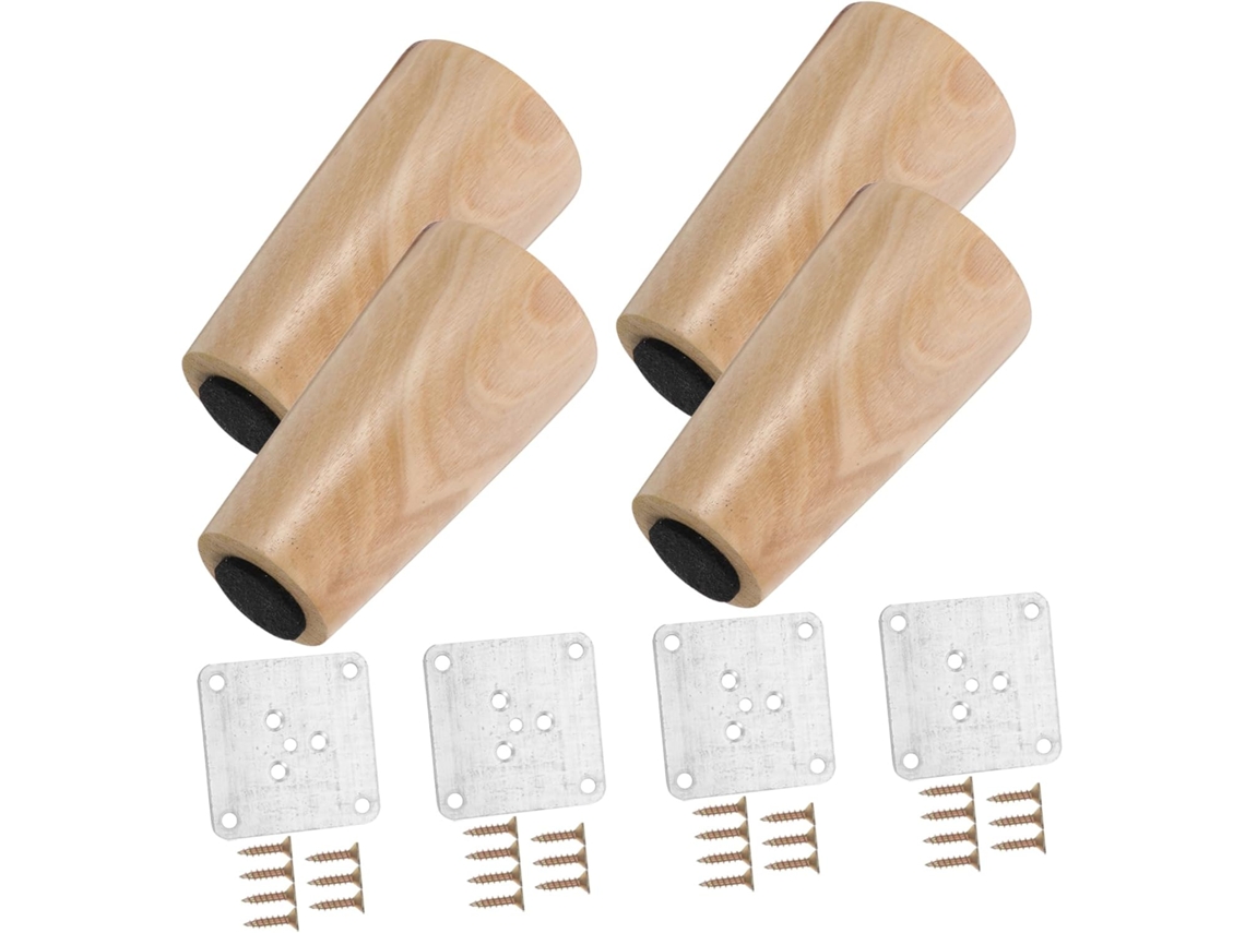 Conjunto De 4 Pés Cônicos Madeira Maciça Para Móveis, Ideais Para Sofás, Mesas E Camas Pés De Reposição Duráveis Com