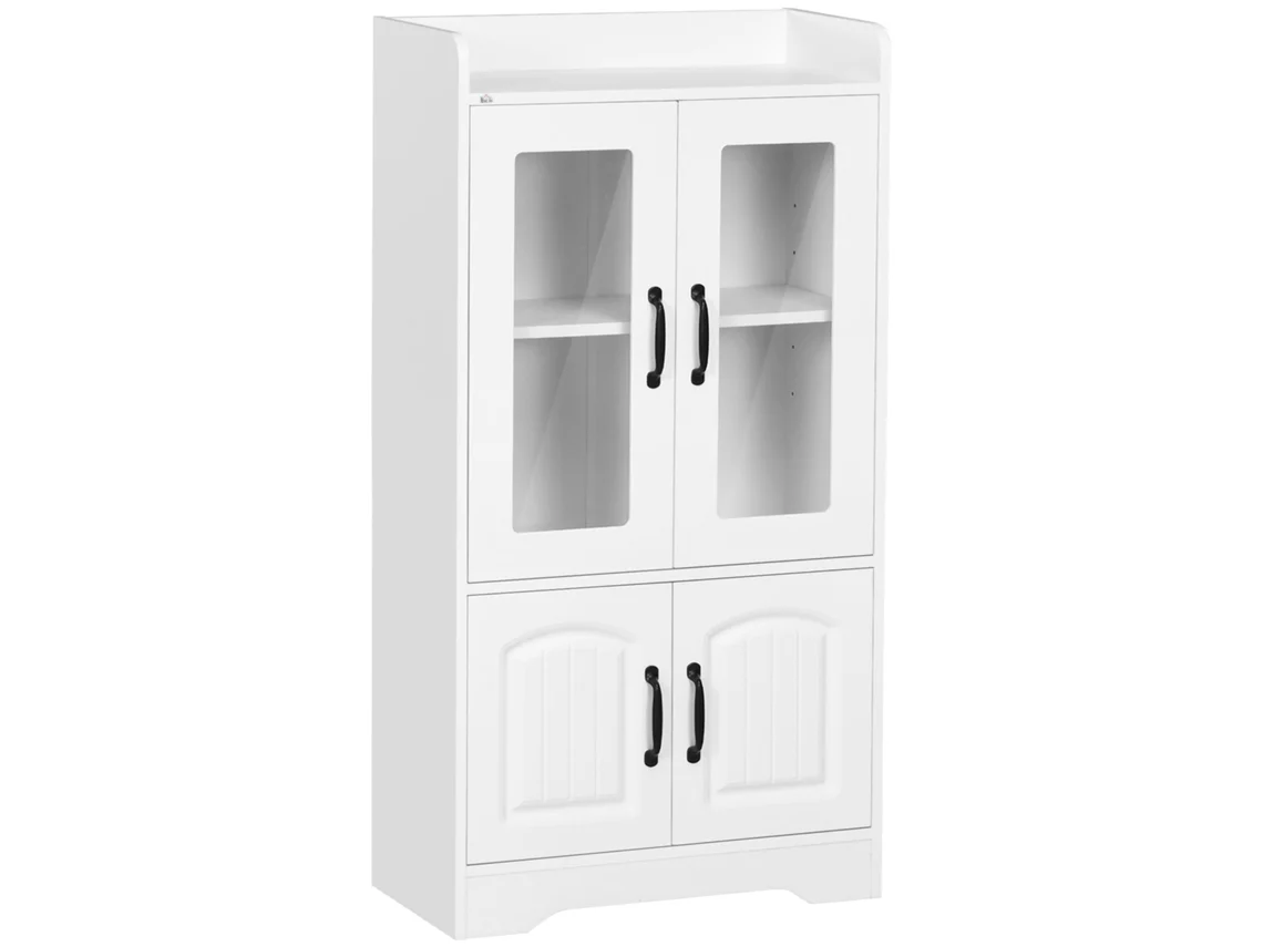 Armário Expositor com Portas de Vidro, Prateleira Ajustável, 60x30x116cm, Branco S/MARCA