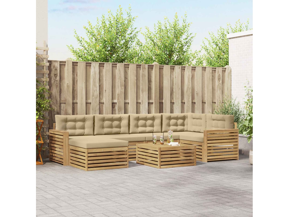 Vidaxl Conjunto De Sofás Para Exterior 7 Unid. Branco E Bege