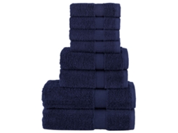 Vidaxl 8pcs Conjunto Toalha Premium Solund 600 Gsm Azul-marinho