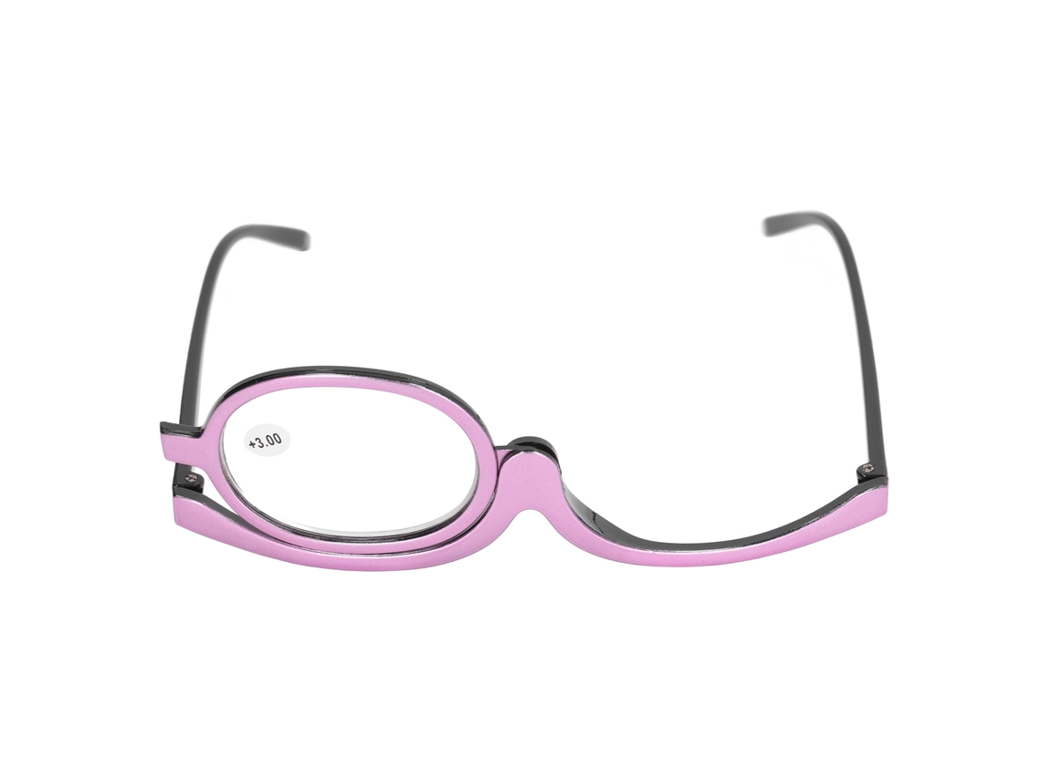 Óculos De Maquiagem Feminino +3.00 Roxo Com Estojo Lentes Intercambiáveis Resistentes A Arranhões Leve